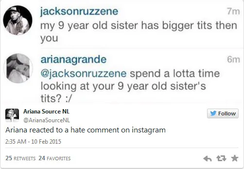 Ariana Source 'pukul' balik hater © Twitter/Ariana Source NL