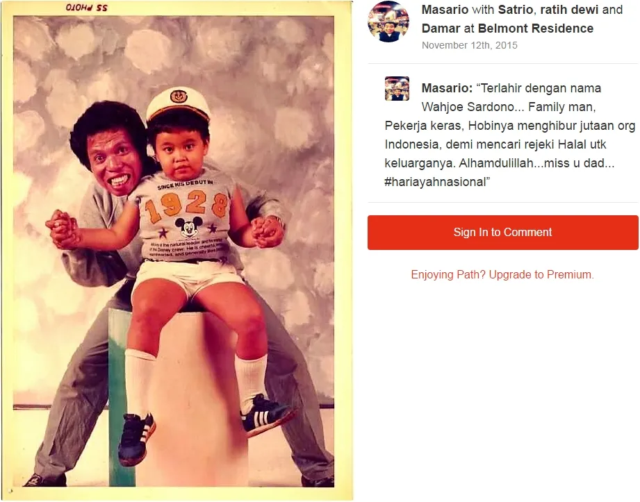 Foto kenangan almarhum Dono bersama putranya. ©path Andika Aria Sena putra Dono