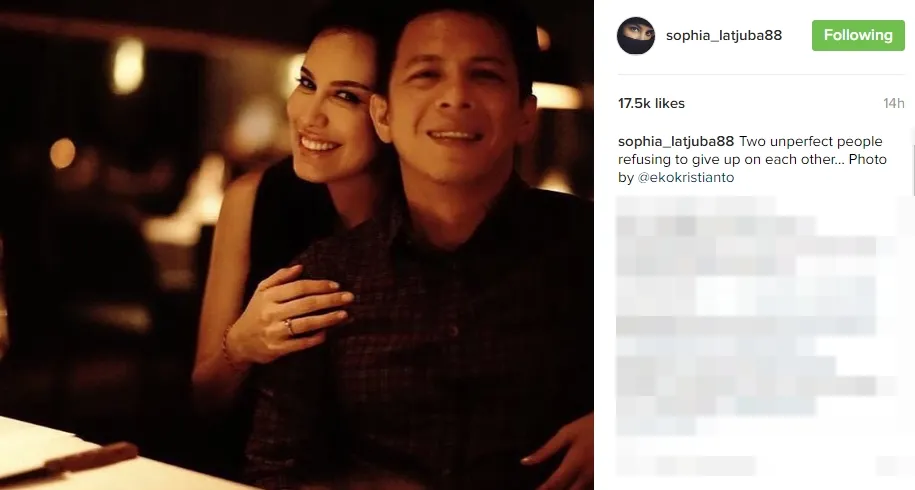 Sophia pamer cincin di jari manis tangan kanannya, sudah nikah? ©instagram/sophia_latjuba88