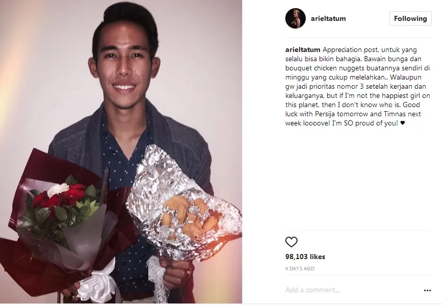 Tulisan Ariel ini bikin meleleh ©instagram/arieltatum