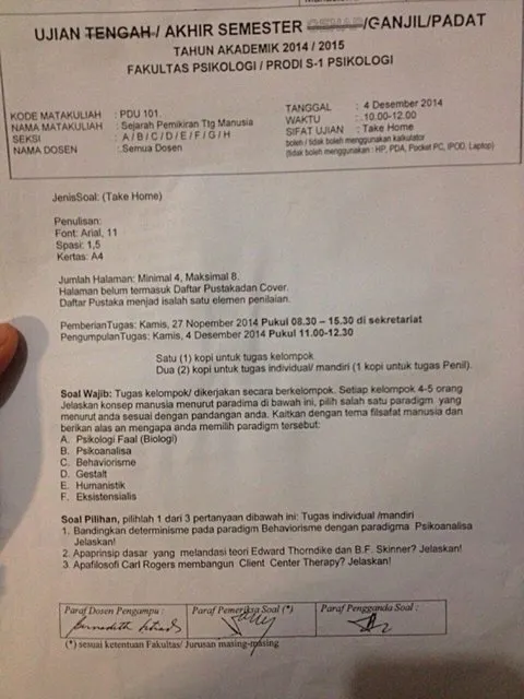 Lembaran tugas Ujian Akhir Ariel Tatum / © Path