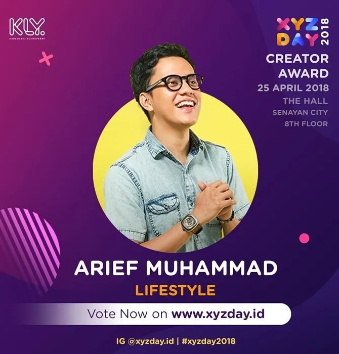 Jangan lupa dukung Arief Muhammad di XYZ Award ya! © Instagram/xyzday.id