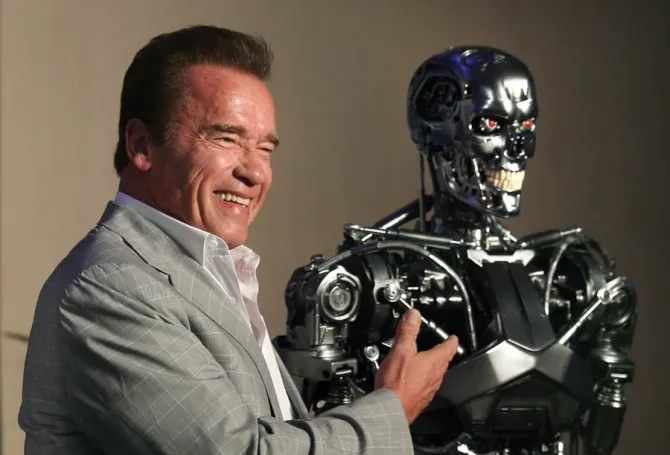 Arnold Schwarzenegger saat menghadiri prescon TERMINATOR GENESYS di Seoul, Korea. ©Yonhap