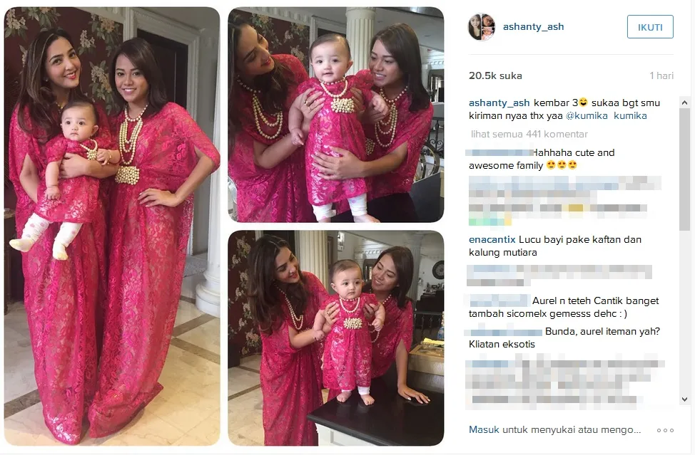 Arsy kembaran kaftan cantik dengan Aurel & Ashanty. / © Ashanty Official Instagram