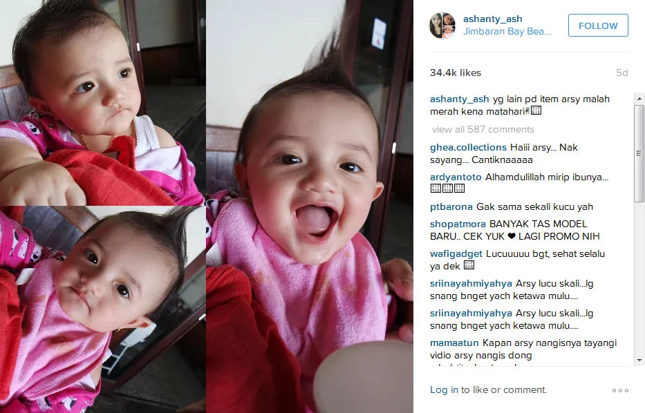 Rambut Baby Asry jadi mohawk © Instagram/Ashanty_ash