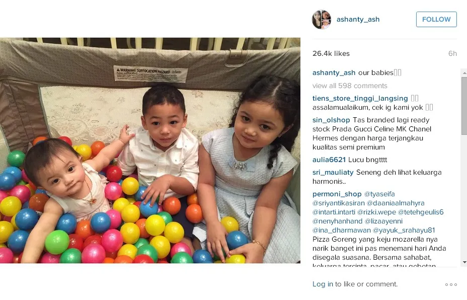 Arsy, Kellen, dan Amora main bareng lagi! © instagram.com/ashanty_ash