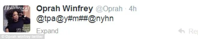 Tulisan tidak jelas yang diposting Oprah Winfrey di akun Twitternya @dailymail.co.uk