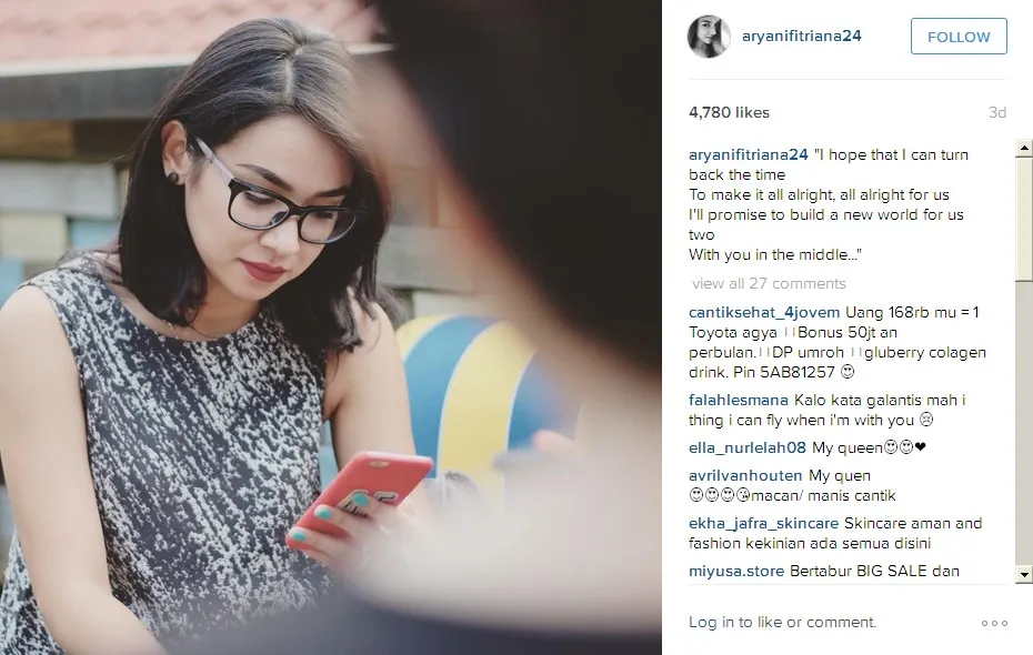 Foto Candid Aryani Fitriana © Instagram aryanifitriana24