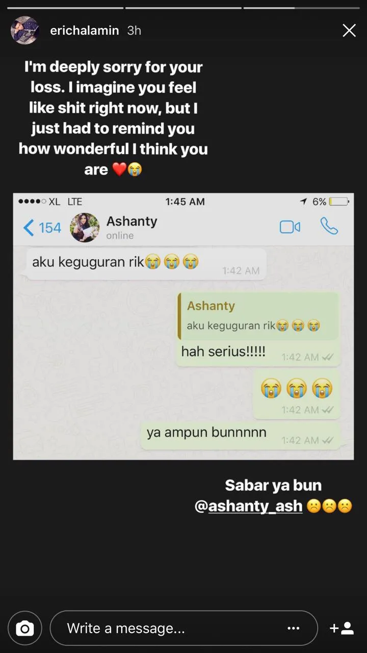 Erich Al Amin mengungkapkan kabar duka Ashanty keguguran. © Instagram/erichalamin