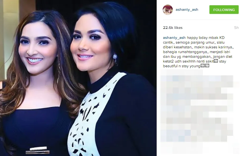 Ucapan selamat ultah dari Ashanty buat KD ©instagram/ashanty_ash