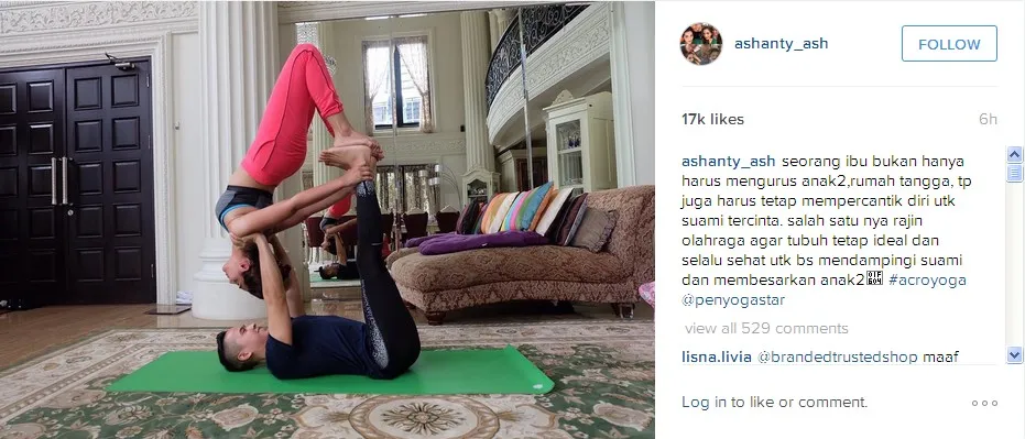 Ashanty Lakukan Acroyoga Agar Tubuh Tetap Bugar © Instagram ashanty_ash