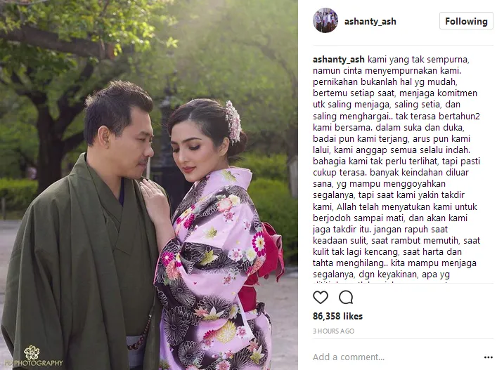 Ungkapan Ashanty untuk Anang © Instagram/ashanty_ash