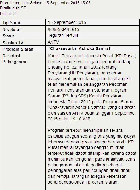 'Ashoka' ditegur karena menampilkan adegan sayat leher. ©kpi