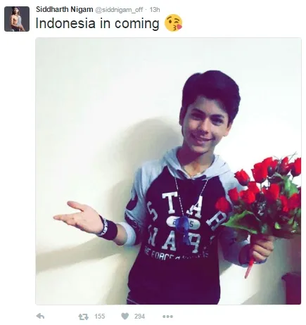 Siddharth Nigam siang ini tiba di Jakarta ©twitter/siddnigam_off