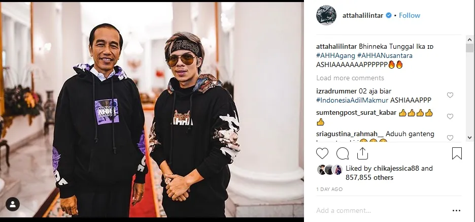 Atta Halilintar dan presiden Jokowi Credit: instagram.com/attahalilintar