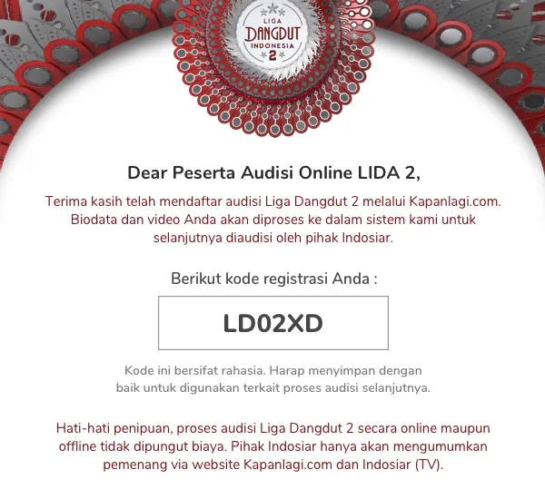 Setelah pendaftaran sukses, jangan lupa cek email kamu ya (credit: Kapanlagi.com/indosiar)
