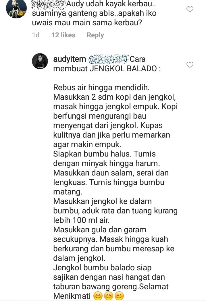 Balasan dari Audy bikin ngakak ©instagram/Audyitem