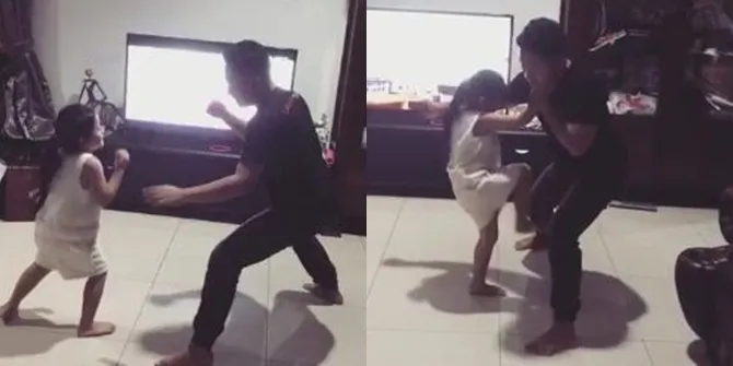 Atreya menunjukkan kemampuan bela dirinya. © Instagram/iko.uwais