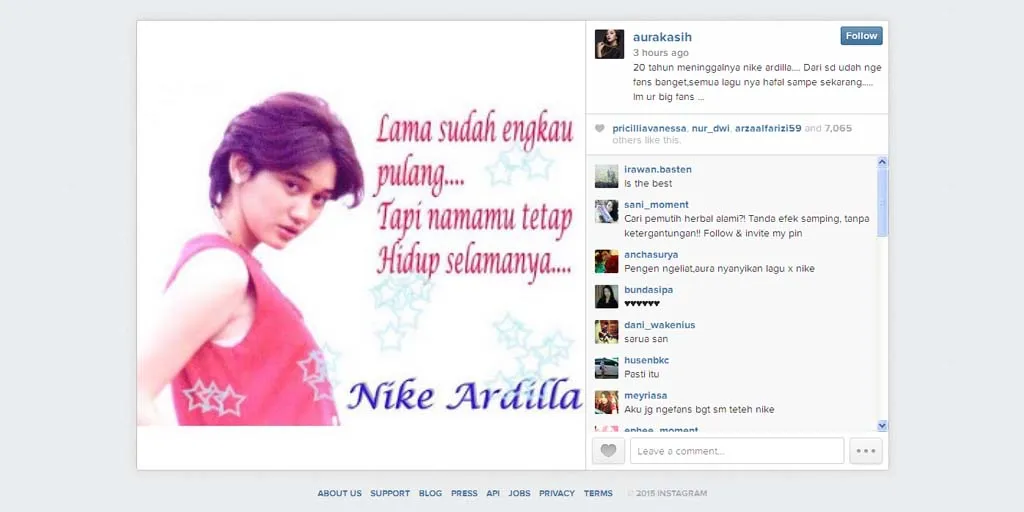 Hafal semua lagu, Aura Kasih memang fans garis keras Nike Ardilla! ©instagram.com/aurakasih/