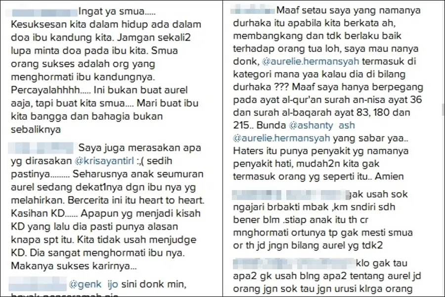 Tak terima, fans Aurel perang komentar dengan haters. / © Aurel Official Instagram