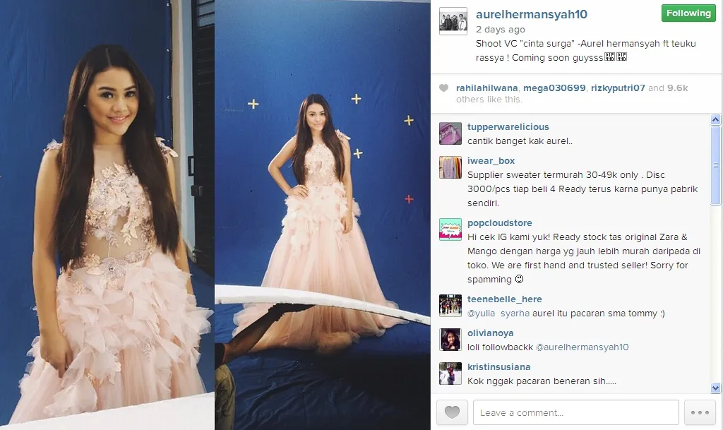 Aurel mengenakan dress yang transparan di bagian perut. / Aurel Official Instagram