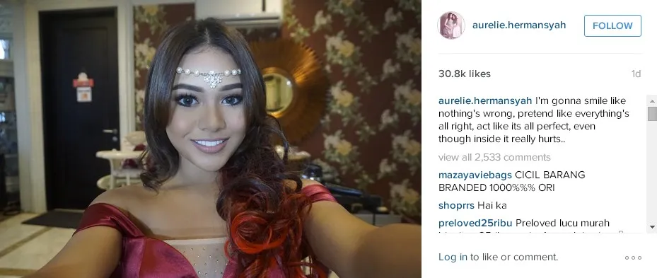 Curhatan Aurel tentang rasa sedihnya © instagram.com/aurelie.hermansyah