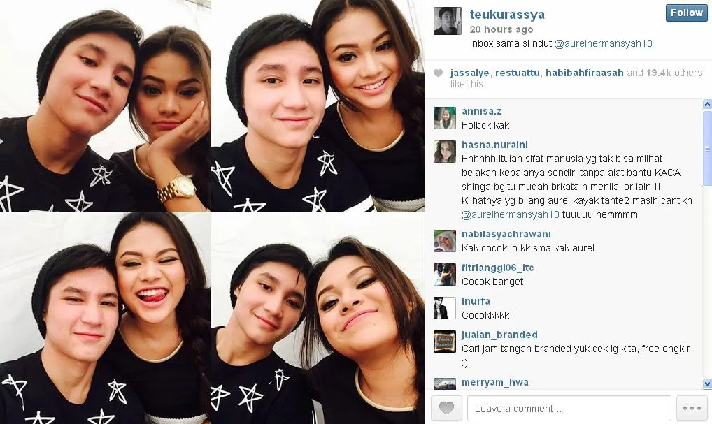 Potret selfie yang diunggah Rassya @ instagram.com/teukurassya