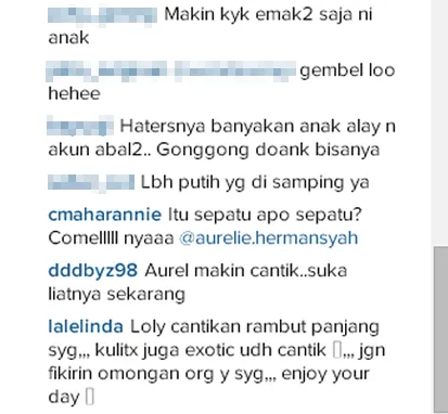 Ragam hujatan dan pujian untuk Aurel @ instagram.com/aurelie.hermansyah