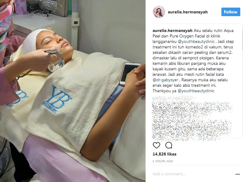 Selalu mempesona, Aurel rajin melakukan perawatan kecantikan. /©instagram.com/aurelie.hermansyah