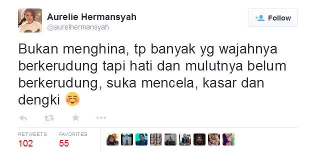 Kemurkaan Aurel untuk para haters berkerudung © Twitter.com/Aurel Hermansyah