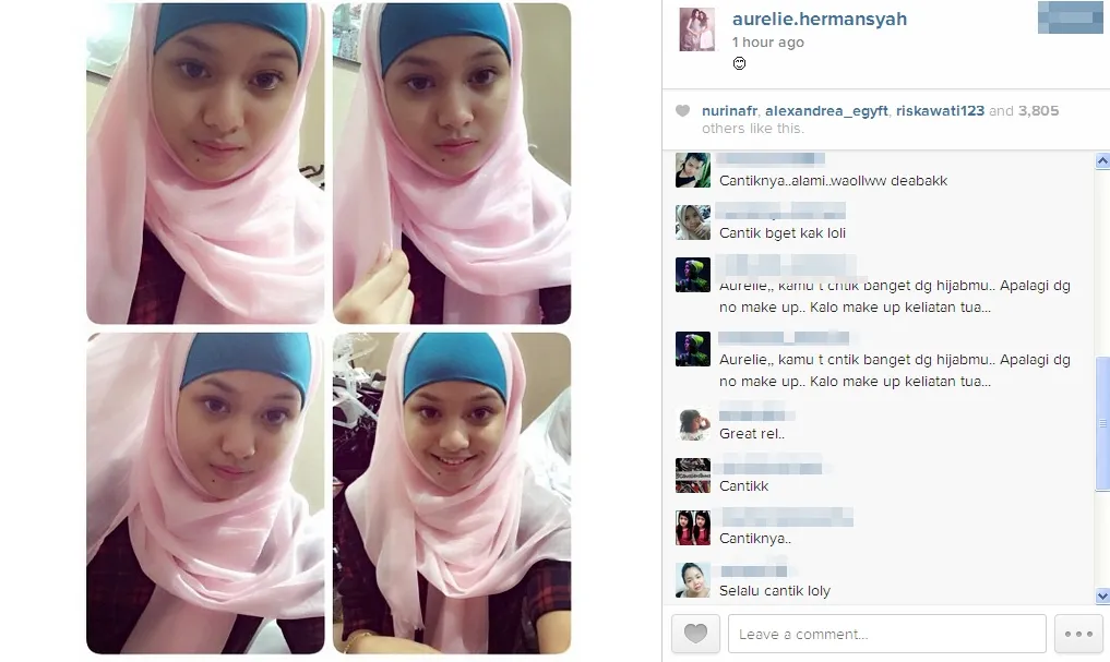 Aurel tampil cantik natural nan anggun dengan hijab. / Aurel Official Instagram