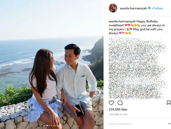 Beri ucapan selamat ulang tahun, Aurel unggah deretan potret kemesraan dengan Rabbani. Credit: via instagram.com/aurelie.hermansyah