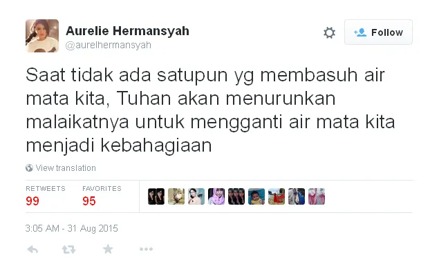 Tweet curhatan Aurel (lagi) © Twitter/@aurelhermansyah