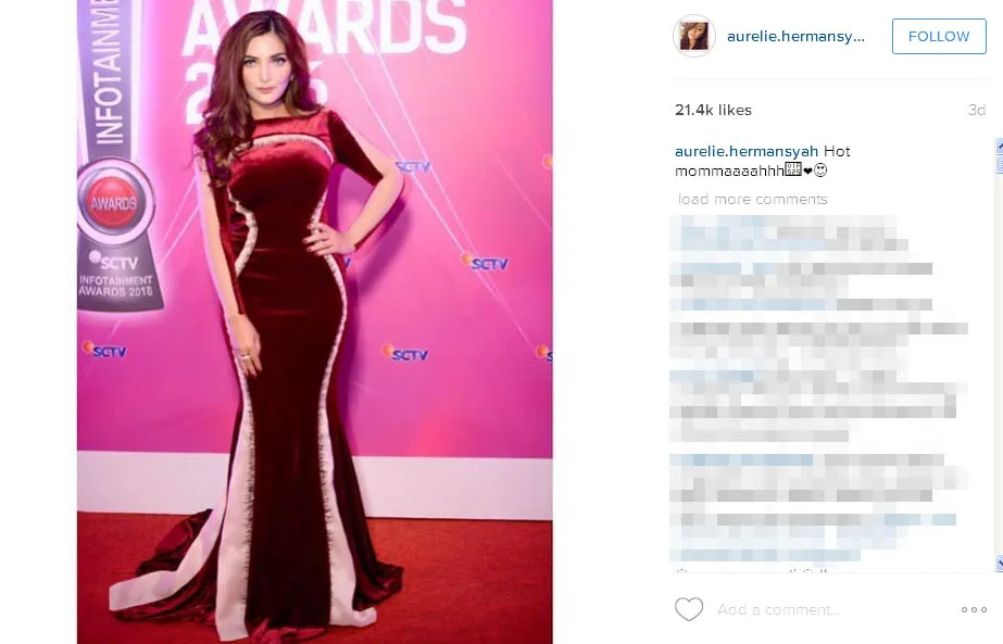 Aurel berikan pujian hot mom buat Ashanty © Instagram.com/aurelie.hermansyah