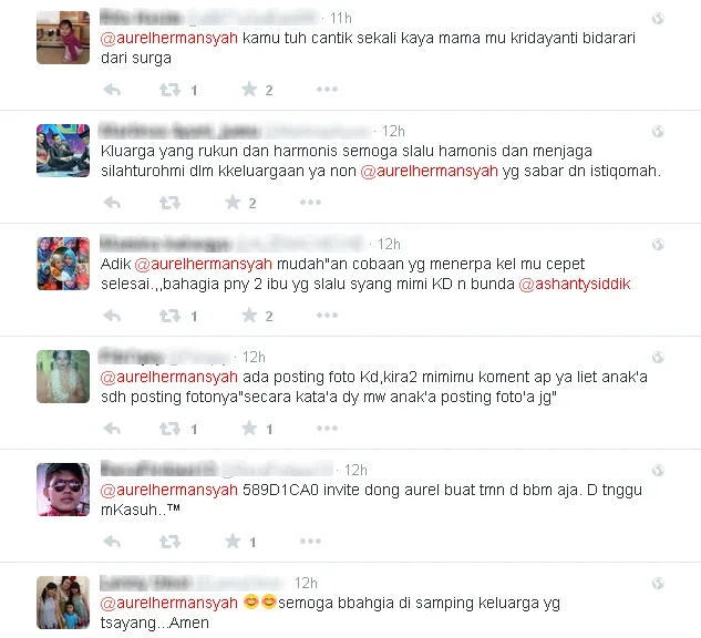Dukungan netizen untuk Aurel © Twitter/@aurelhermansyah