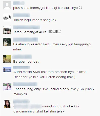 Komentar netizen terhadap selfie Aurel / © Instagram