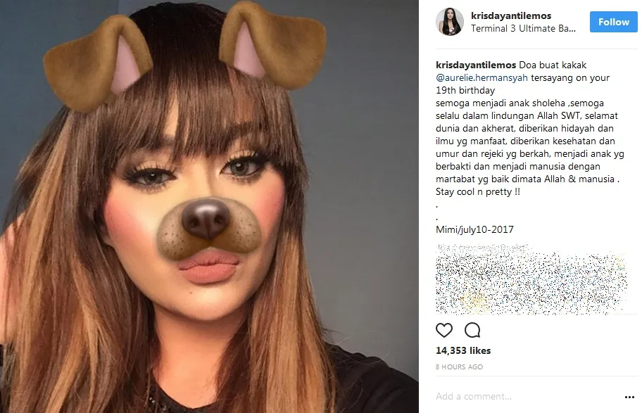 Krisdayanti beri ucapan selamat dan doa untuk Aurel di hari ulang tahunnya. /©instagram.com/krisdayantilemos