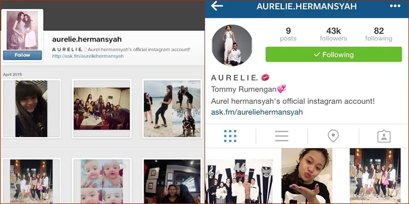 [Kiri] Tidak ada lagi tanda hati dan nama Tommy di bio Aurel. ©instagram Aurel