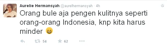 Aurel bangga dengan warna kulitnya © Twitter/@aurelhermansyah