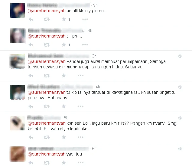 Komentar netizen tentang tweet Aurel © Twitter/aurelhermansyah