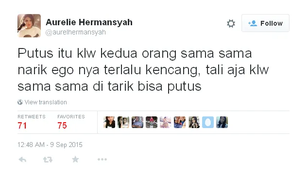 Curhatan terselubung Aurel tentang prahara keluarganya © Twitter/aurelhermansyah