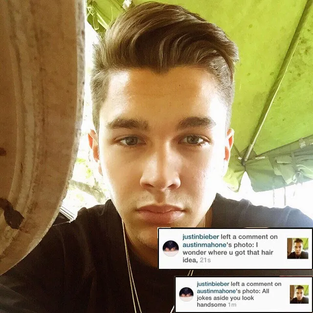 Justin Bieber komentari rambut baru Austin Mahone © Instagram/Austin
