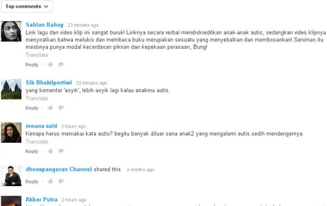 Komentar atas lirik SouQy. ©youtube dhenspangeran channel