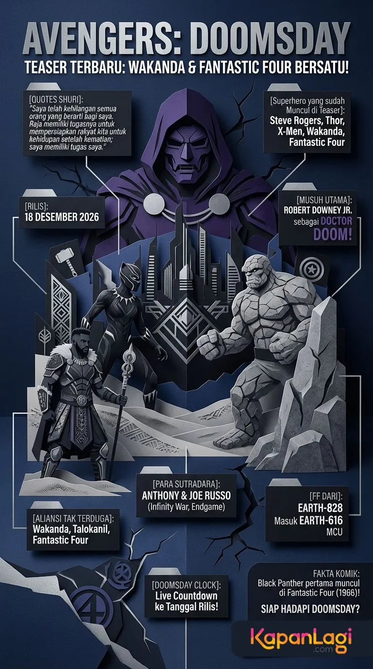 Infografis teaser terbaru AVENGERS: DOOMSDAY (cr: kapanlagicom)