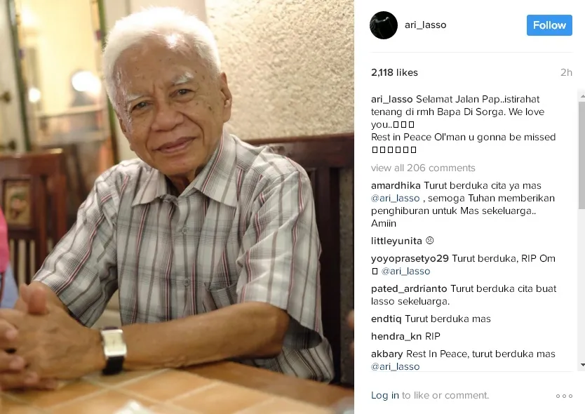 Ari Lasso ucapkan selamat tinggal kepada sang ayah © instagram.com/ari_lasso