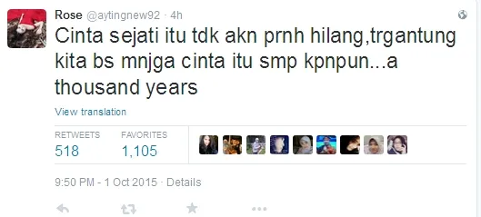 Ayu kenang Shaheer dengan lagu. ©twitter/aytingnew92