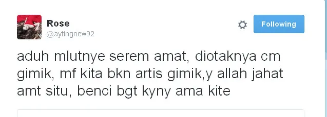 Lagi, Ayu berikan reaksi keras pada haters © Twitter.com/aytingnew92