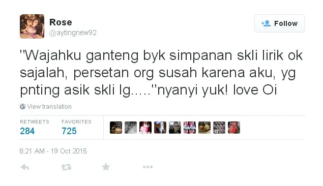 Inikah tweet sindiran untuk Shaheer? © twitter.com/aytingnew92