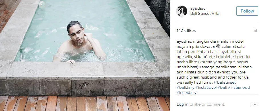 Ayudia tulis pesan romantis buat suaminya © Instagram.com/ayudiac