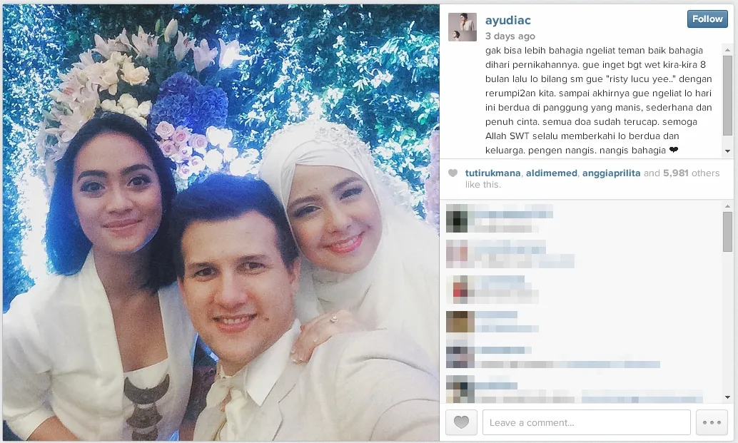 Ayudia menulis Stuart telah menyebut Risty Tagor lucu 8 bulan silam. ©instagram.com/ayudiac